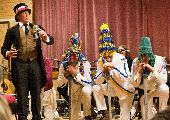 Dave Warren as the Doctor in Symondsbury Mummers play: "I can cure love-sick maidens, jealous husbands, squalling wives, brandy-drinking dames..." Photograph by James Dawson.